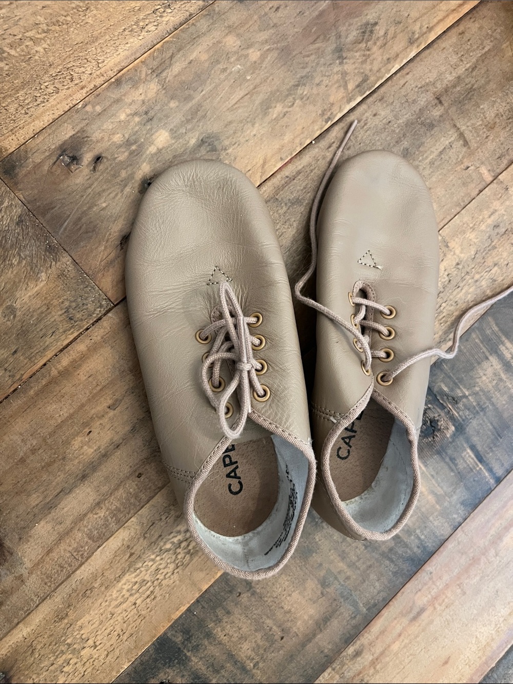Capezio Kids Beige Leather Tap Jazz Shoes
